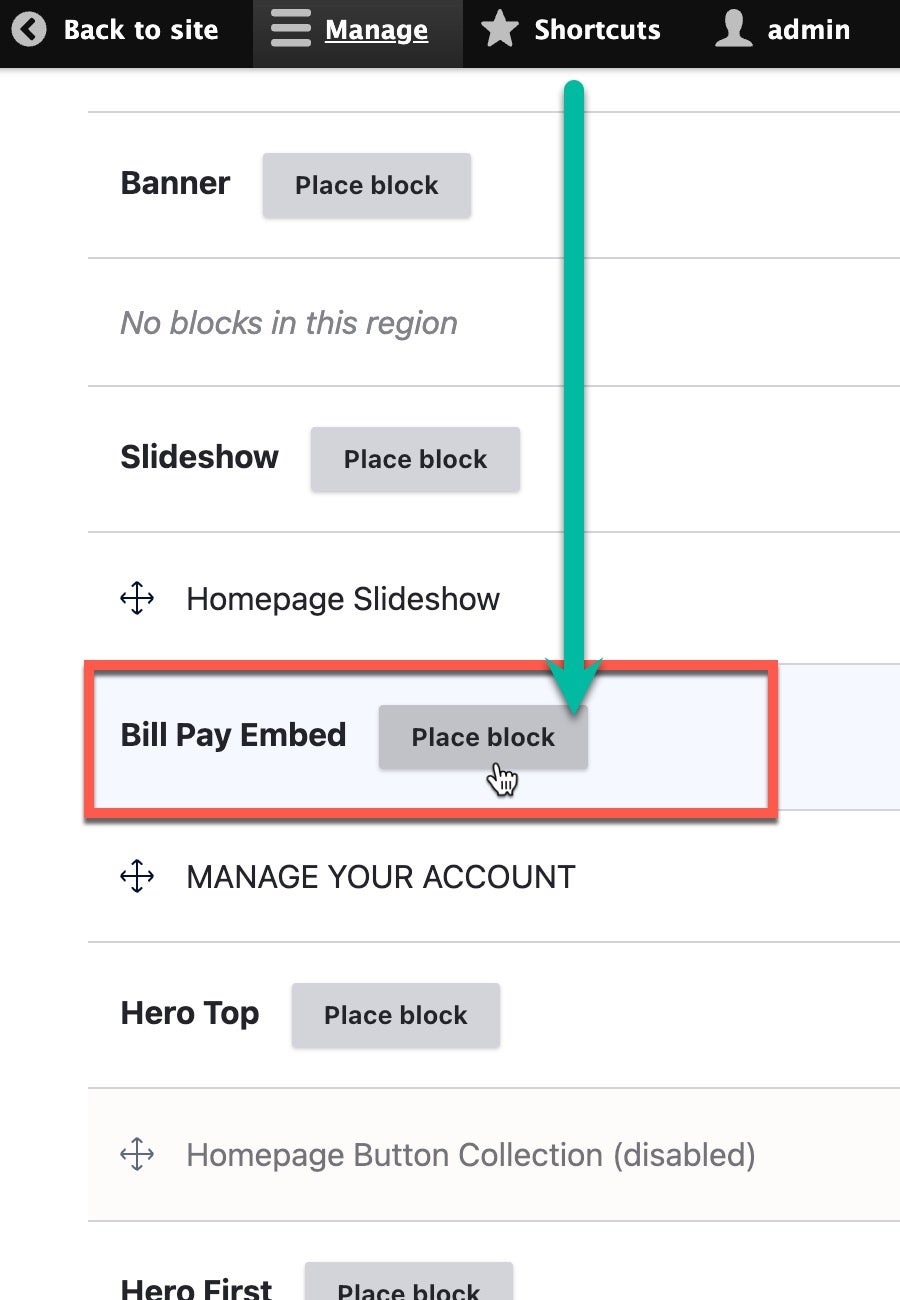 bill pay embed region