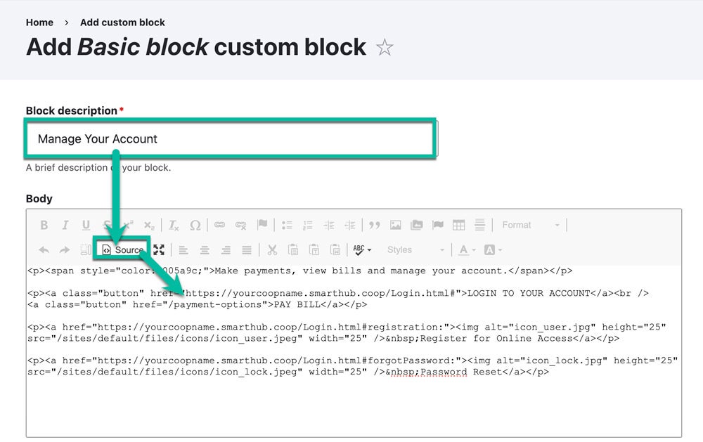 Block Description & Body Fields