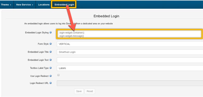 NISC Embed Login Settings