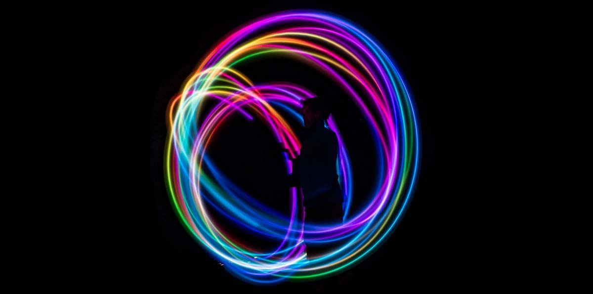Circles of glow stick light